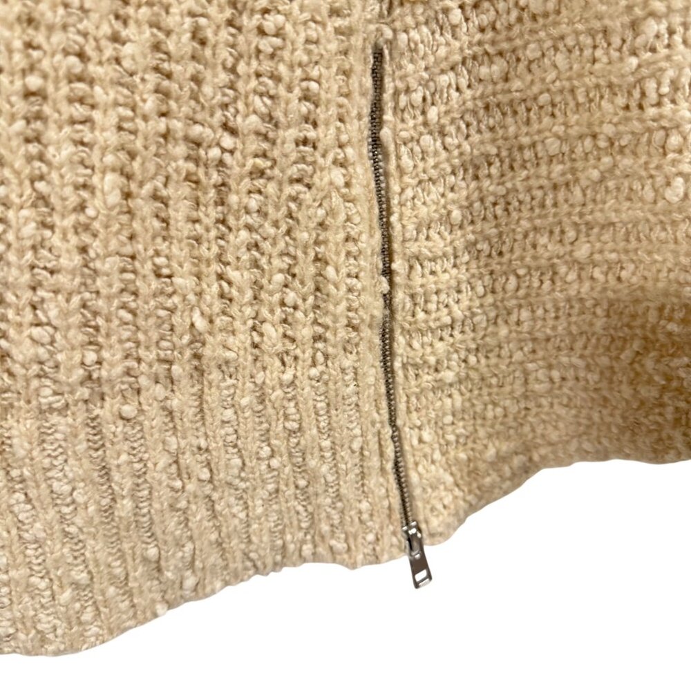 Anthropologie Moth Cream Marled Knit V-Neck Sweater with Side Zipper Size S - Picture 2 of 7